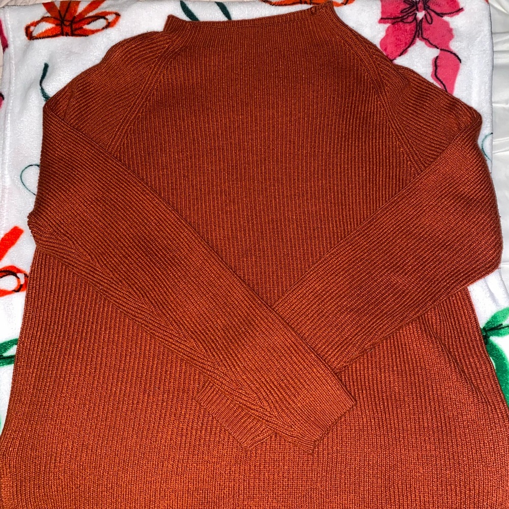 Rust Orange Ribbed Sweater
